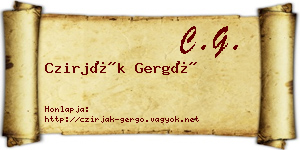 Czirják Gergő névjegykártya